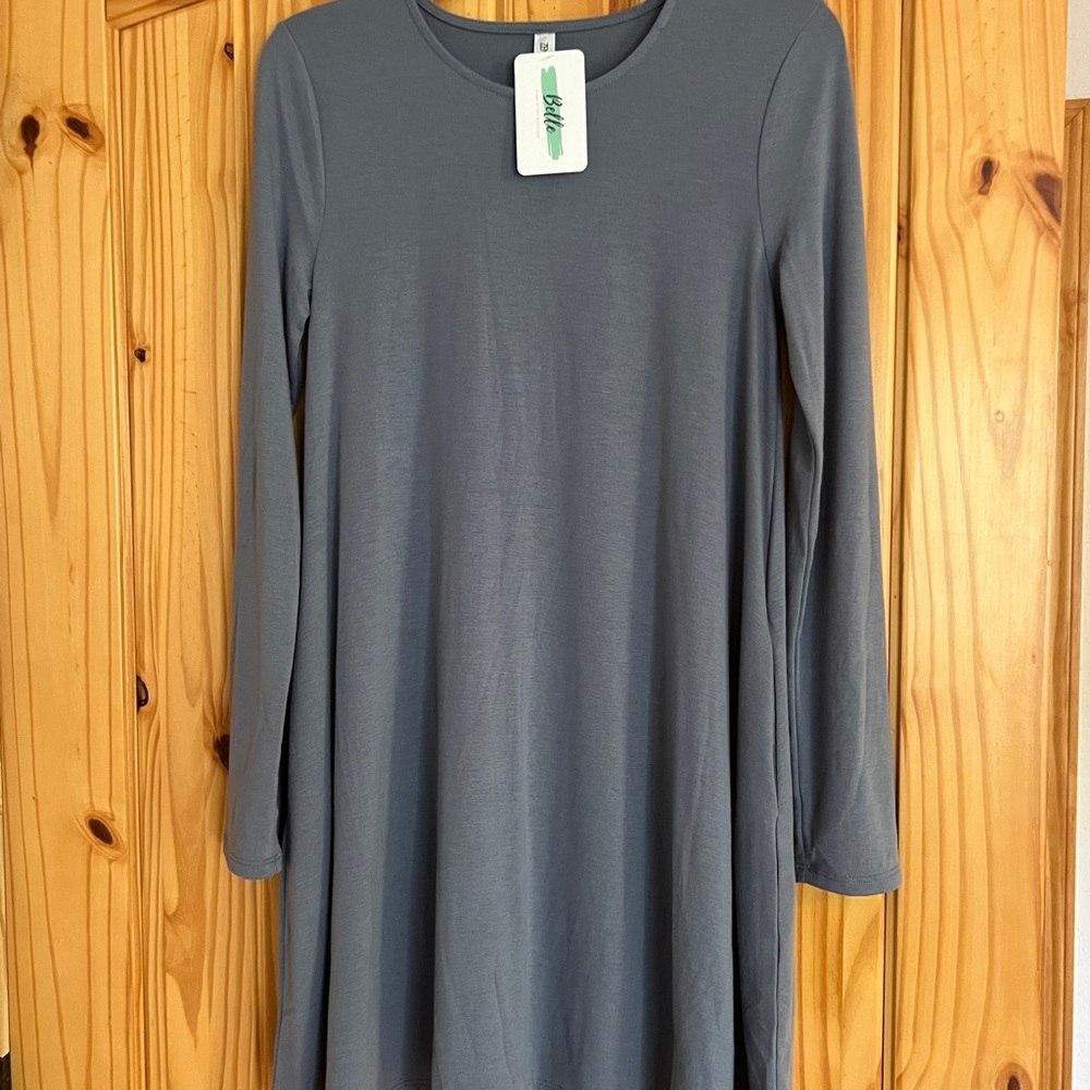 Boutique Gray Long Sleeve Dress